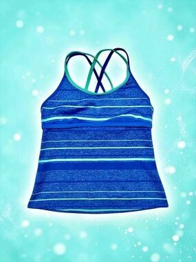 Nike Textured Swim Tankini Top 👙 Navy Women’s Medium Like New